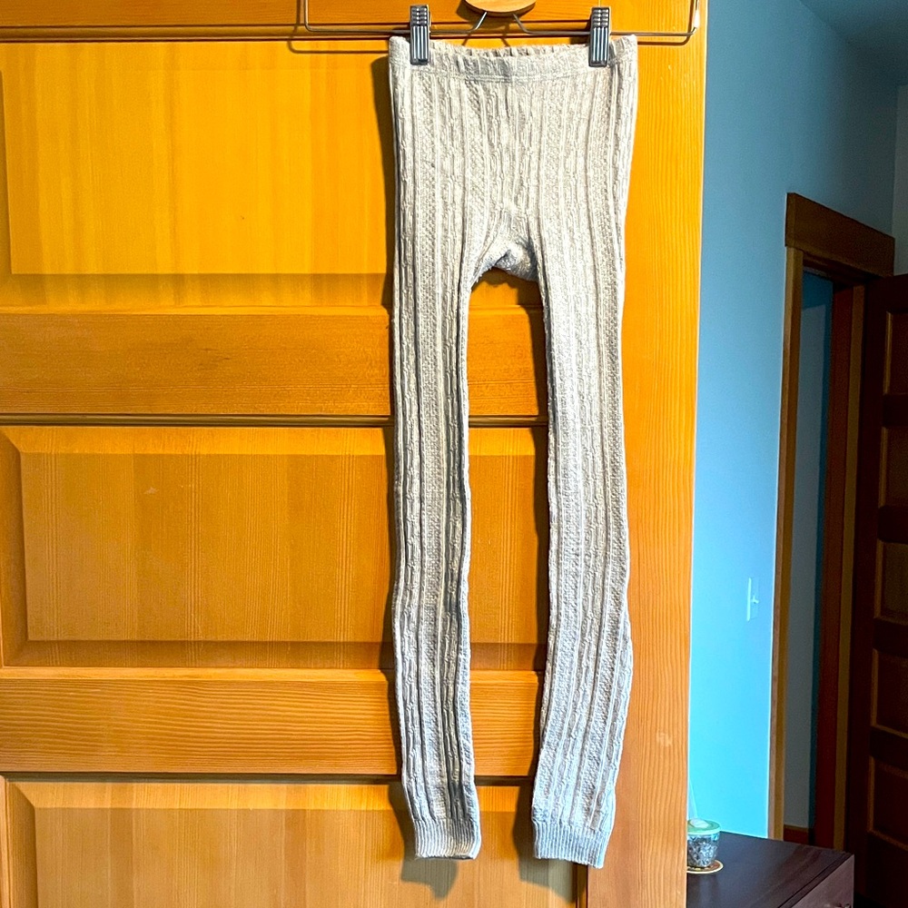 Mini Boden Girl’s  Cozy Gray Cable Knit Footless Tights Size 8-9